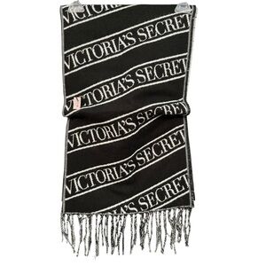Victoria’s Secret Logo Scarf NWT Black White Acrylic 80” x 12”